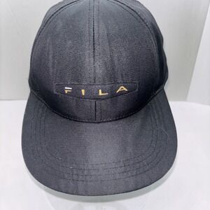Fila Hat Black Adjustable Strap Baseball Cap Classic